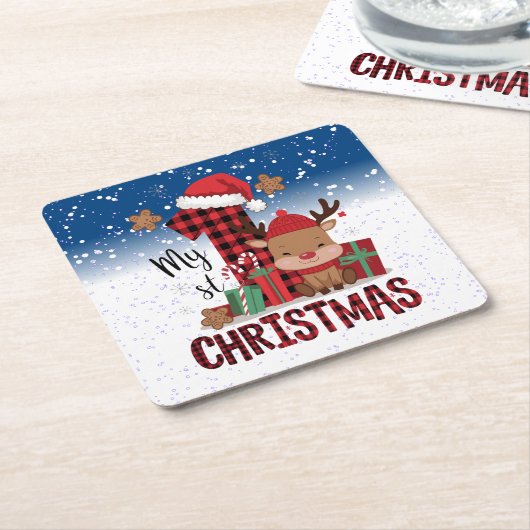 1. Weihnachts-Weihnachtsmannmütze Weißschneejunge Rechteckiger Pappuntersetzer (angewinkelt)