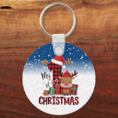 1. Weihnachts-Weihnachtsmannmütze Weißschneejunge Schlüsselanhänger (Vorderseite)