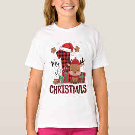 1. Weihnachts-Weihnachtsmannmütze Weißschneejunge  T-Shirt