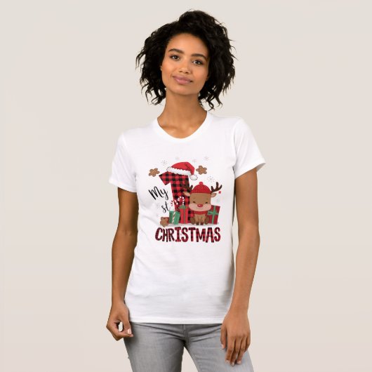 1. Weihnachts-Weihnachtsmannmütze Weißschneejunge T-Shirt (Vorne ganz)