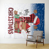 1. Weihnachts-Weihnachtsmannmütze Weißschneejunge  Wandteppich (Beispiel (Horizontal))