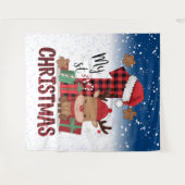 1. Weihnachts-Weihnachtsmannmütze Weißschneejunge  Wandteppich (Vorderseite (Horizontal))