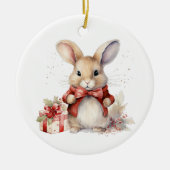 1. Weihnachts Whimsical Niedlich Bunny individuell Keramik Ornament (Vorne)