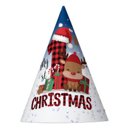 1. Weihnachts White Snow Baby Rentier Blue Sky Partyhütchen