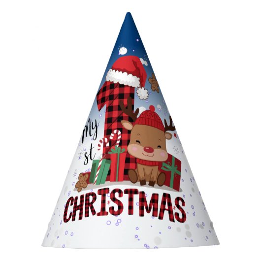 1. Weihnachts White Snow Baby Rentier Blue Sky Partyhütchen (Vorderseite)