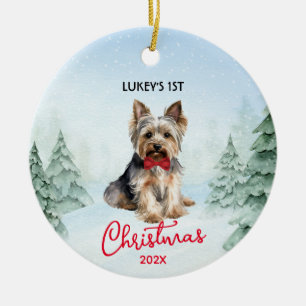 1. Weihnachts Yorkshire Terrier Yorkie Dog Keramik Ornament