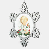 1. Weihnachtsbaby-Engel Schneeflocken Zinn-Ornament (Rechts)