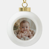 1. Weihnachtsbaby-Foto  Keramik Kugel-Ornament (Vorderseite)
