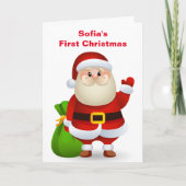 1. Weihnachtsbaby's Personalize Name Santa Claus Feiertagskarte (Vorderseite)