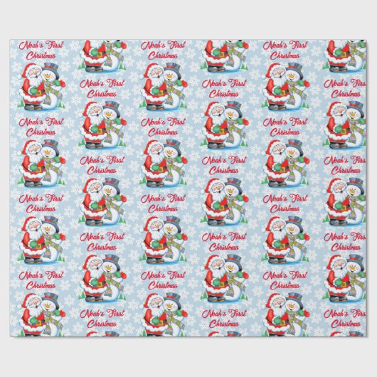 1. Weihnachtsbaby's Personalize Name Santa Claus Geschenkpapier (Flach)