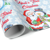 1. Weihnachtsbaby's Personalize Name Santa Claus Geschenkpapier (Rolleneckpunkt)