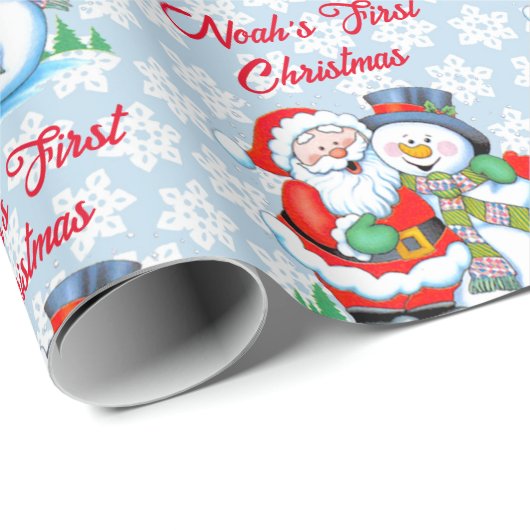 1. Weihnachtsbaby's Personalize Name Santa Claus Geschenkpapier (Rolleneckpunkt)