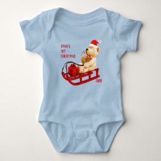 1. Weihnachtsbär Jersey Bodysuit Baby Strampler