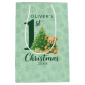 1. Weihnachtsbär mit grünem Baum Mittlere Geschenktüte (Vorderseite)