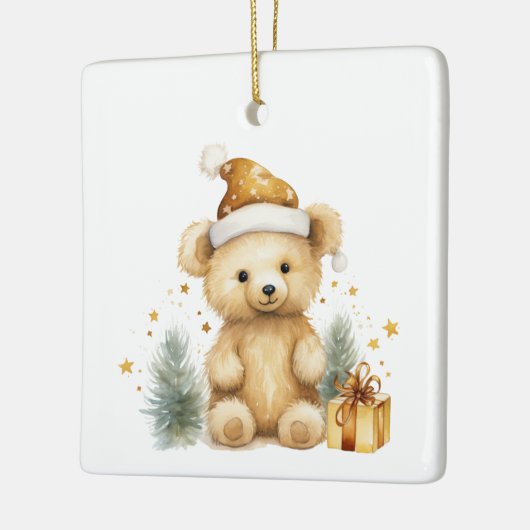 1. Weihnachtsbär Niedlich Teddy Bären individuell Keramikornament (Links)