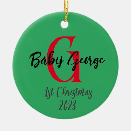 1. Weihnachtsbaumschmuck für Baby Keramik Ornament (Vorne)