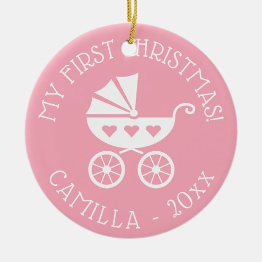 1. Weihnachtsbaumschmuck mit Kutsche Keramikornament (Vorne)