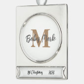1. Weihnachtsbaumschmuck unisex Monogramm Banner-Ornament Silber (Links)