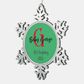 1. Weihnachtsbaumschmuck unisex Monogramm Schneeflocken Zinn-Ornament (Rechts)