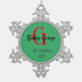 1. Weihnachtsbaumschmuck unisex Monogramm Schneeflocken Zinn-Ornament