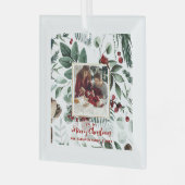 1. Weihnachtsfamilie 2-Foto Wasserfarbe Holly Ornament Aus Glas (Vorderseite links)