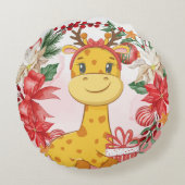 1. Weihnachtsfeier des Babys, Poinsettia Kranz Rundes Kissen (Rückseite)