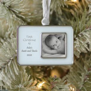 1. Weihnachtsfeiertag aus Nephew Name Foto Rahmen-Ornament Silber