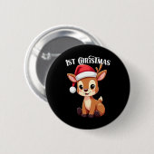 1. Weihnachtsfeiertag im Rentier Süße Tier Saison Button (Vorne & Hinten)