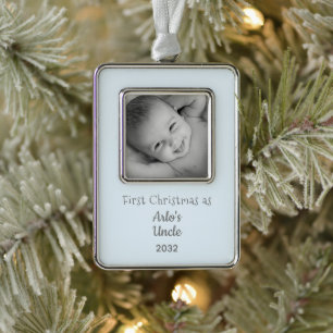 1. Weihnachtsfeiertag Nephew Personalisiert Name F Rahmen-Ornament Silber