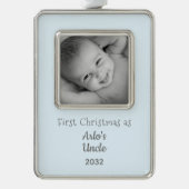 1. Weihnachtsfeiertag Nephew Personalisiert Name F Rahmen-Ornament Silber (Vorderseite)
