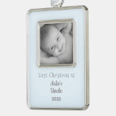 1. Weihnachtsfeiertag Nephew Personalisiert Name F Rahmen-Ornament Silber (Links)