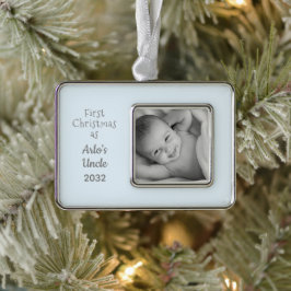 1. Weihnachtsfeiertag Nephew Personalisiert Name F Rahmen-Ornament Silber