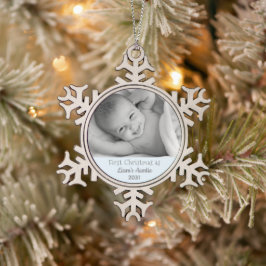 1. Weihnachtsfest aus Nephew-Foto Schneeflocken Zinn-Ornament