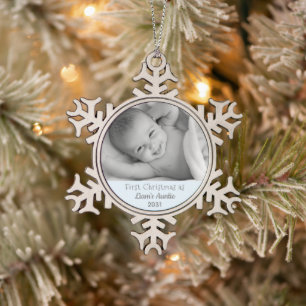 1. Weihnachtsfest aus Nephew-Foto Schneeflocken Zinn-Ornament