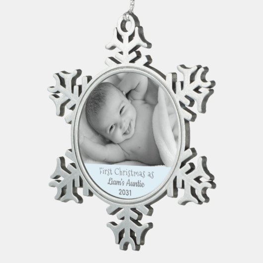 1. Weihnachtsfest aus Nephew-Foto Schneeflocken Zinn-Ornament (Rechts)