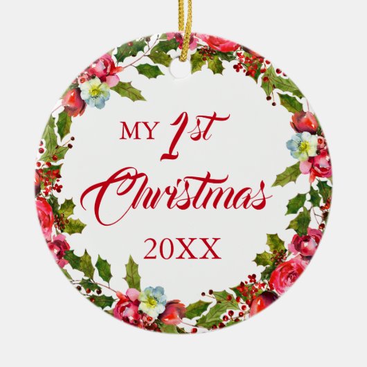 1. Weihnachtsfest Foto Keramik Ornament (Vorne)