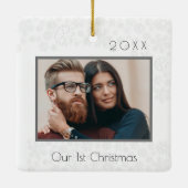 1. Weihnachtsfest Foto Keramikornament (Rückseite)