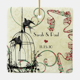 1. Weihnachtsfest Foto Musical Vintag Bird Cage Keramikornament