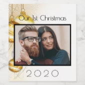 1. Weihnachtsfest Foto Weinetikett (Einzelnes Label)