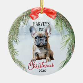 1. Weihnachtsfest Franz Bulldog Keramik Ornament