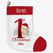 1. Weihnachtsfest Hirsche Weihnachtsmannmütze Rote Großer Weihnachtsstrumpf (Vorderseite)