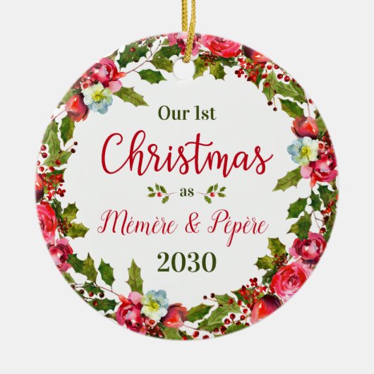 1. Weihnachtsfest Mémère Pépère Foto Keramik Ornament (Vorne)