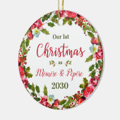 1. Weihnachtsfest Mémère Pépère Foto Keramik Ornament (Links)