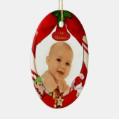 1. WeihnachtsFoto-Rahmen-Oval-Verzierung Keramik Ornament (Rechts)