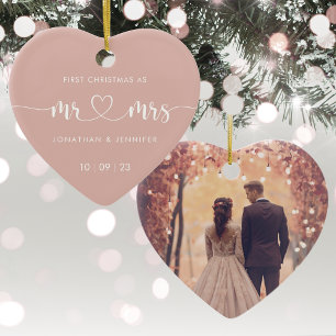 1. Weihnachtsfoto von Herrn und Frau zur Hochzeit Keramik Ornament