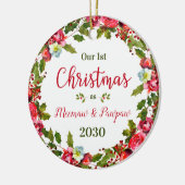 1. Weihnachtsfoto von Meemaw und Pawpaw Keramik Ornament (Links)