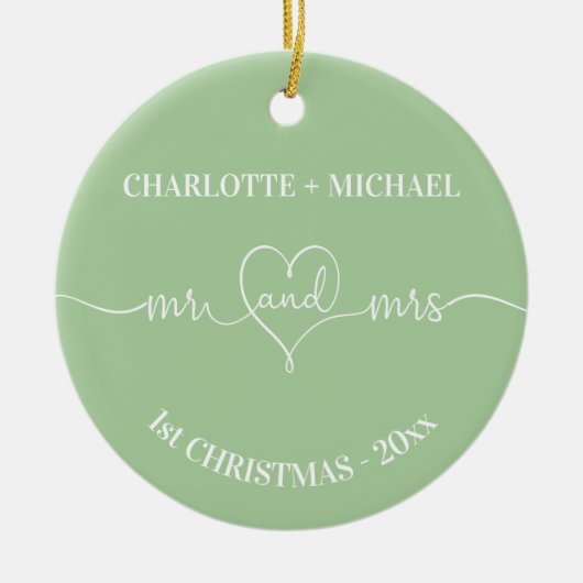 1. Weihnachtsfrisch ernennt Herzschlange Keramik Ornament (Vorne)