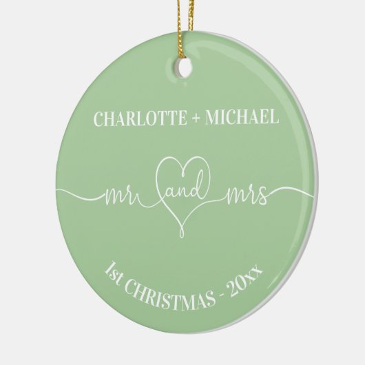 1. Weihnachtsfrisch ernennt Herzschlange Keramik Ornament (Links)