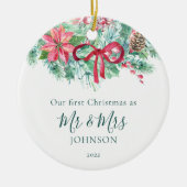 1. Weihnachtsgebäck Neu verheiratete Berries & Gre Keramik Ornament (Vorne)