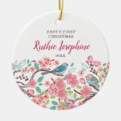 1. Weihnachtsgeburt Personalisierter Niedlicher Vö Keramik Ornament (Vorne)